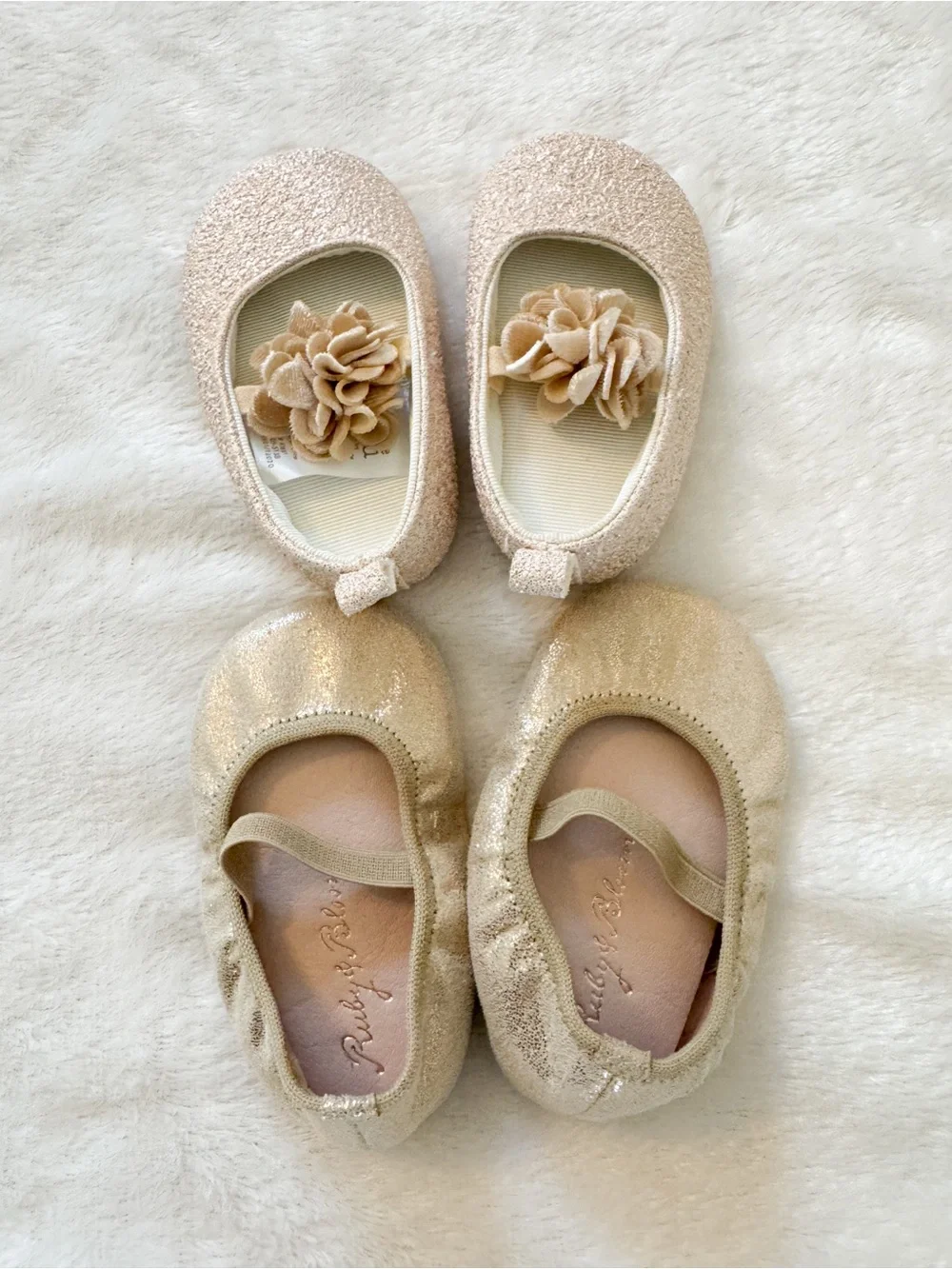 Bundle of Two Sparkle Floral Girls' Ballet Flats - Baby Girl 0-3 months